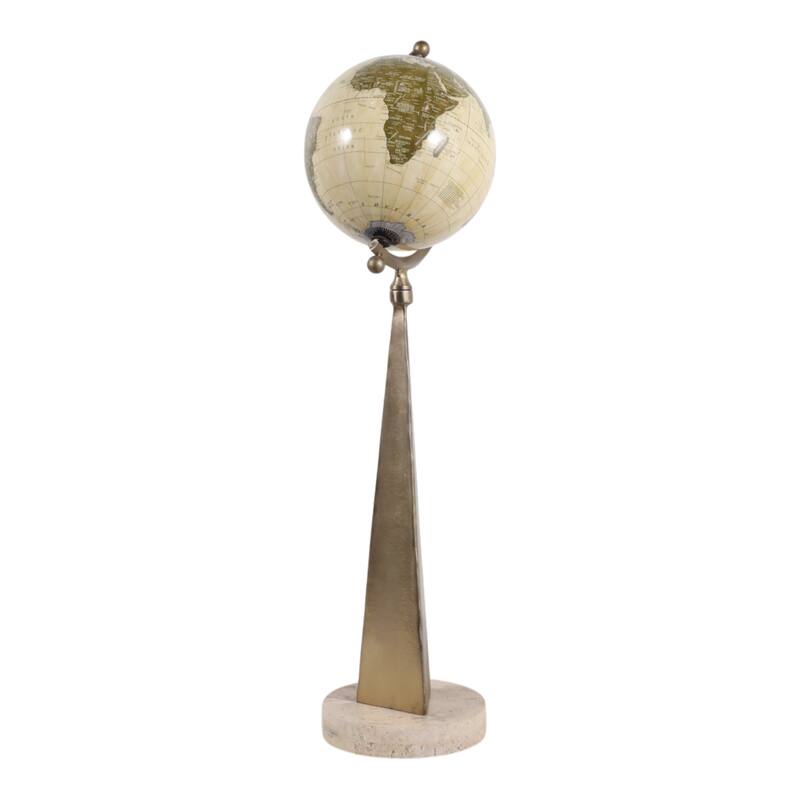 Decorative Tall Globe Statue with Sculpture Base - 30", Bronze - 30.0"