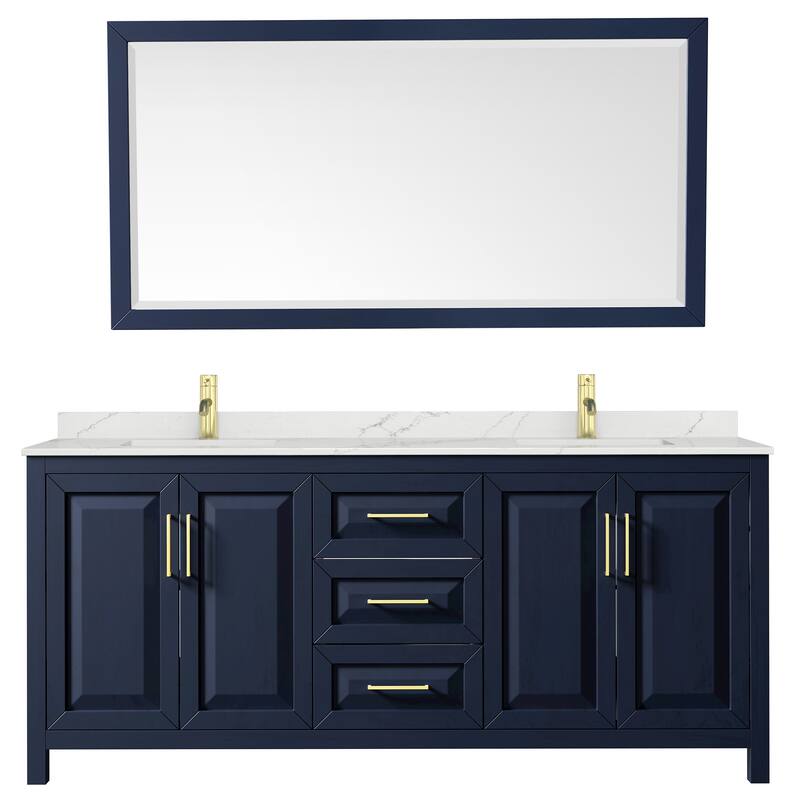 Daria 80-inch Double Vanity, Single Hole Quartz Top, 70-inch Mirror