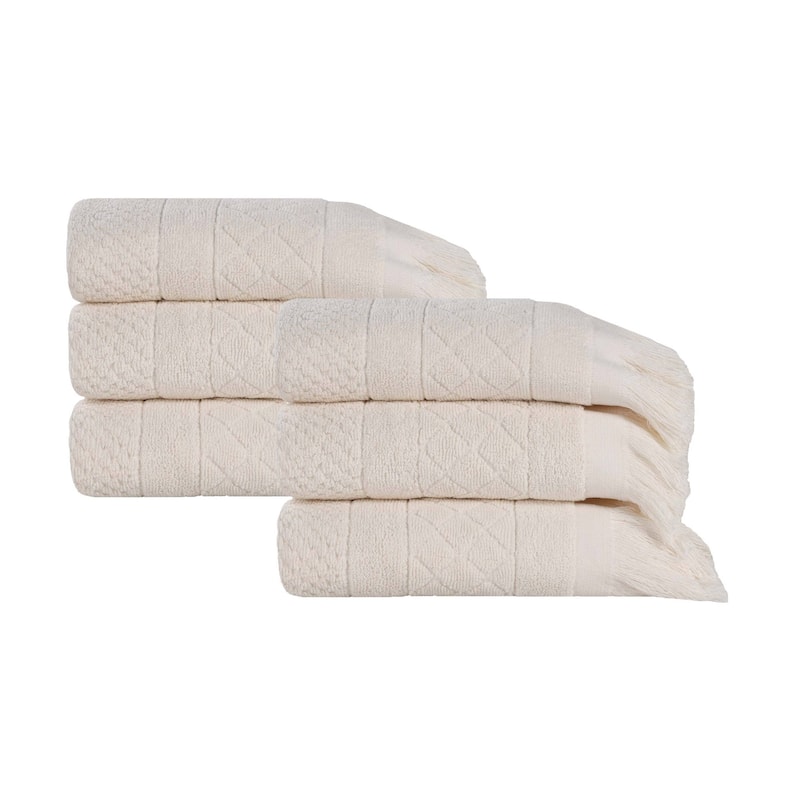 Superior Rolla Cotton Geometric Jacquard Plush Soft Hand Towel Set of 6