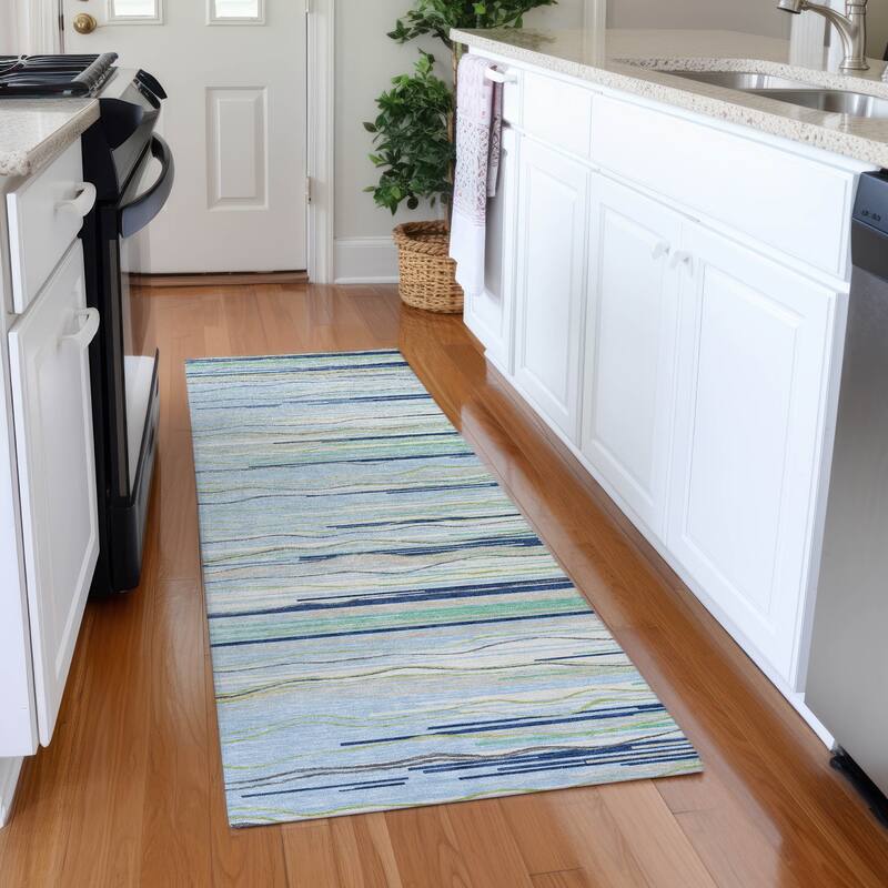 Premium Washable Super Soft Solid Landscape Mayfield Rug - Sky - 2'3" x 7'6"