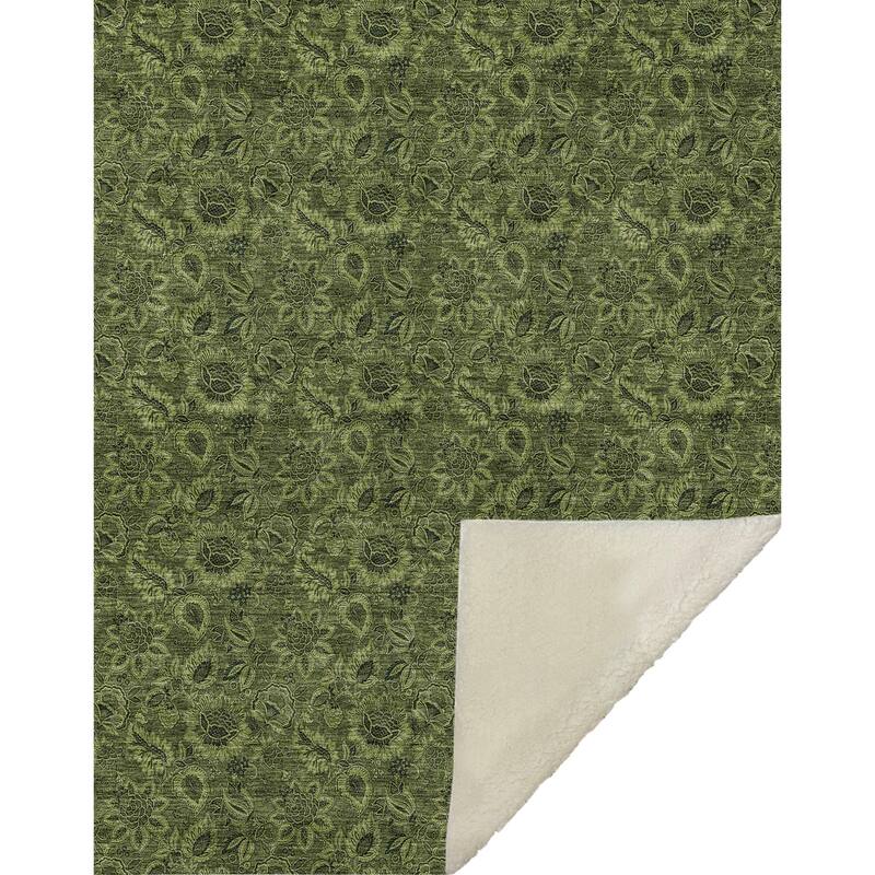 Premium Machine Washable Floral Sherpa Throw Blanket