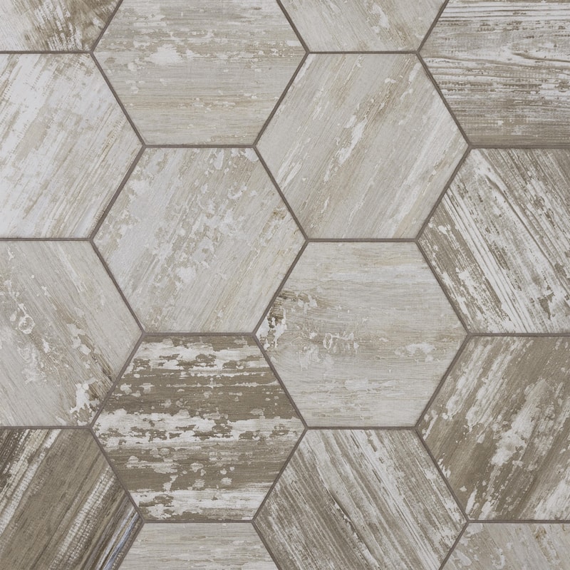 Merola Tile Suomi Hex Grey 8-5/8" x 9-7/8" Porcelain Floor and Wall Tile