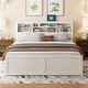 preview thumbnail 2 of 16, King Size Wood Platform Bed with Multi-storage Headboard, USB and Drawers, White