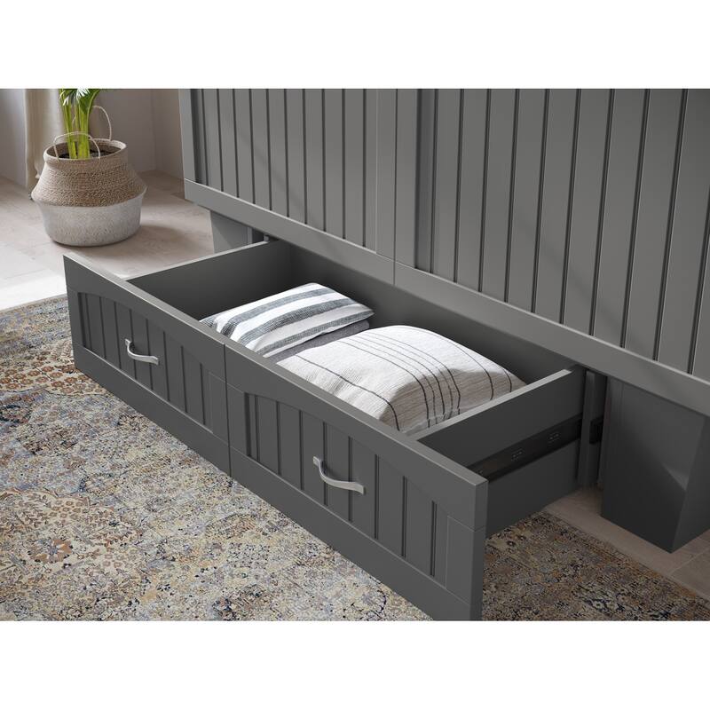 Murphy Bed Chest - Storage Drawer & USB Charger - Space Saving Furniture