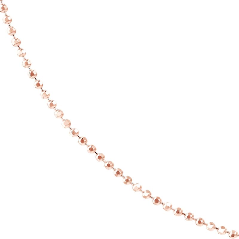 Curata 14k Rose Gold 1.15mm Diamond Cut Bead Chain Necklace (Lobster)