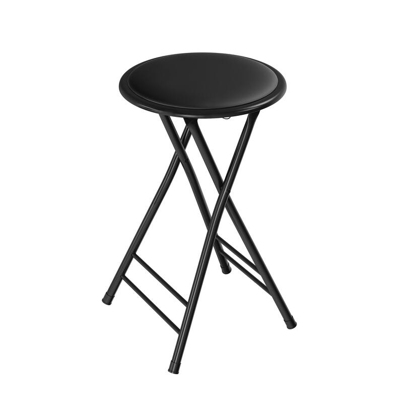 Trademark Home 24-Inch Folding Stool with 225lb Capacity - Black