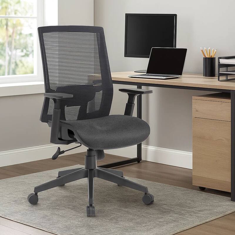Swivel Task Chair, Black Mesh, Foam, Commercial Rated Synchro-Tilt