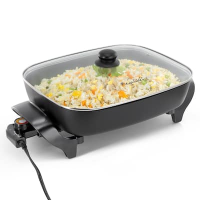 14.96 Inch Non-Stick Coating Electric Fry Pan with Temperature Control
