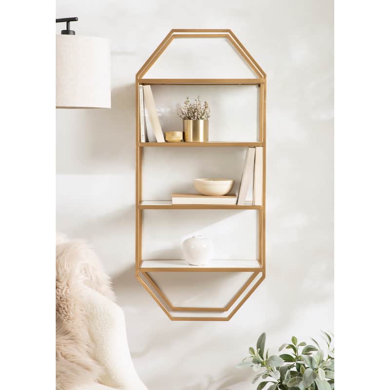 Kate and Laurel Adela Rustic Wood and Metal Wall Shelf