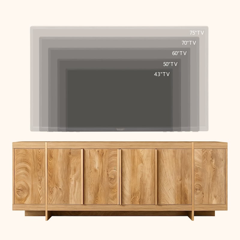 Modern 70" TV Stand, Entertainment Center, Handle-Free Hidden Design