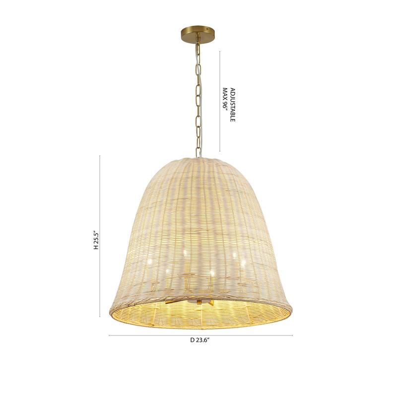 Transitional 6-Light Natural White Vine Basket Chandelier