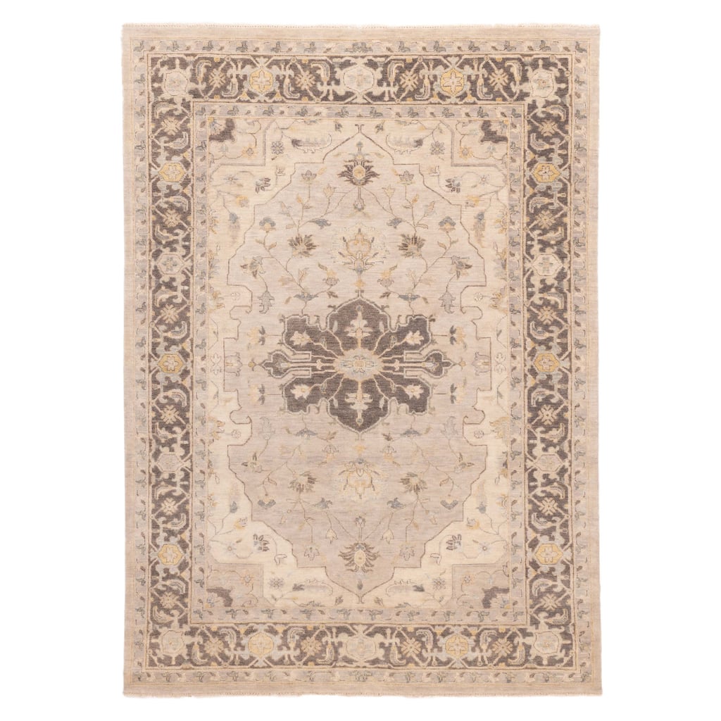ECARPETGALLERY Hand-knotted Finest Agra Jaipur Light Grey Wool Rug - 8'0 x 11'3