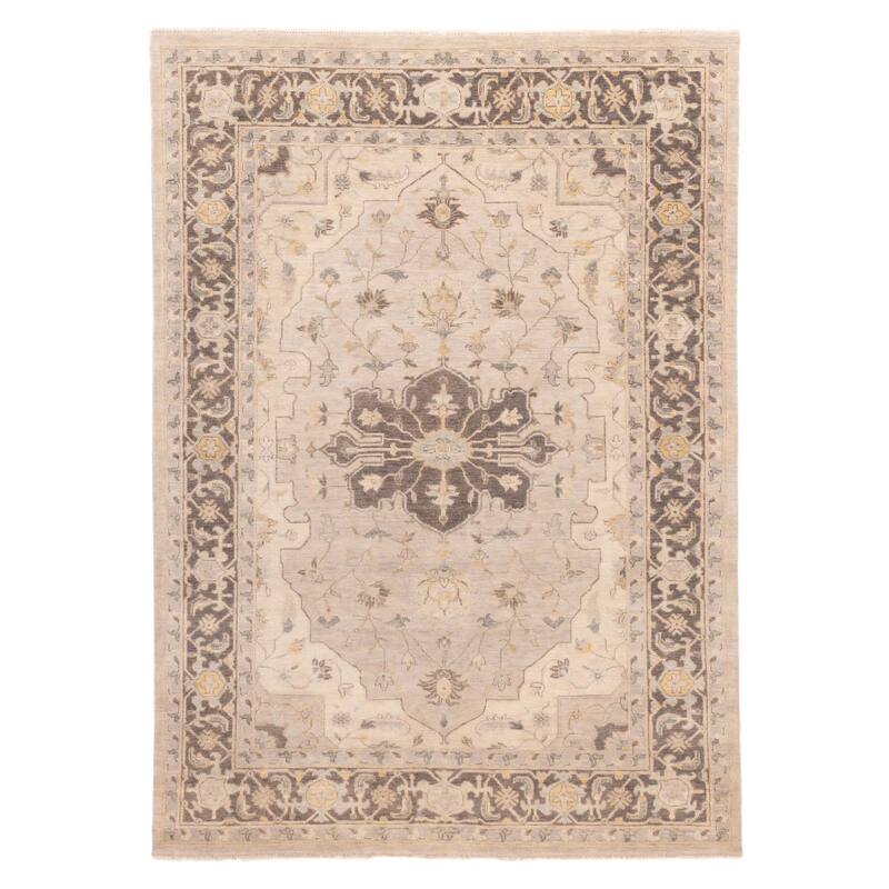 ECARPETGALLERY Hand-knotted Finest Agra Jaipur Light Grey Wool Rug - 8'0 x 11'3