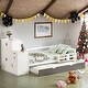 preview thumbnail 1 of 14, White Wood Platform Bed with Bookshelf,Trundle,Twin Size White