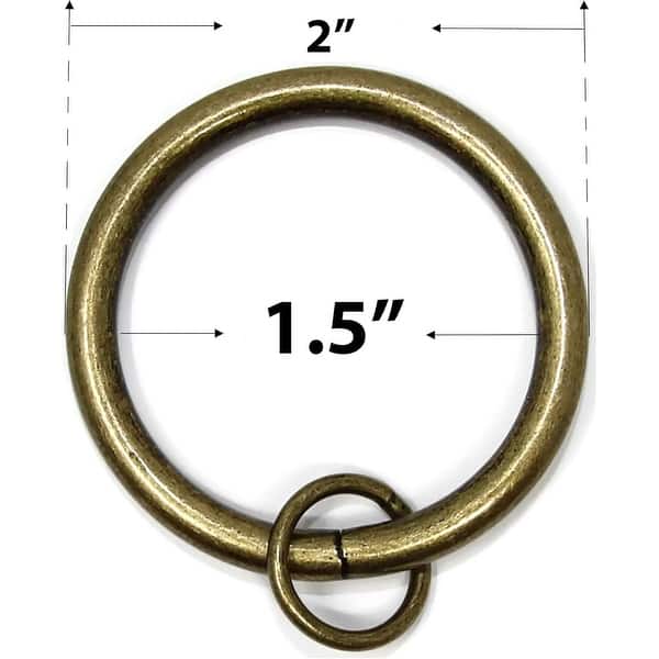 dimension image slide 3 of 6, Set of 14 Solid Metal Window Drapery Curtain Panel Ring with Eyelet, 1.5" Inner Diameter, Fits Up to 1.25" Rod