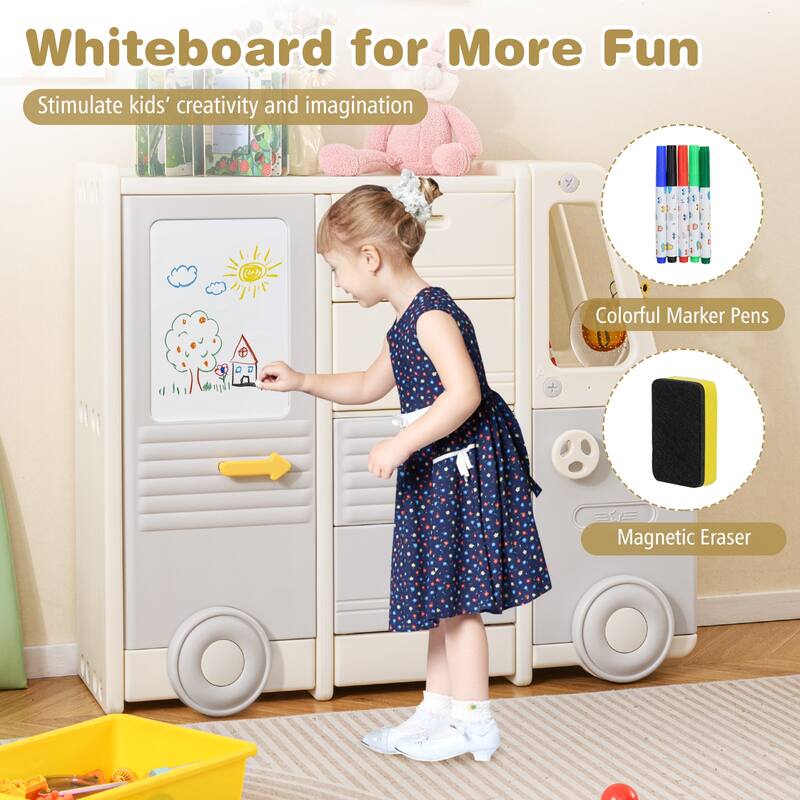 Gymax Kids Toy Storage Organizer w/4 Pull-out Drawers & Handles Large
