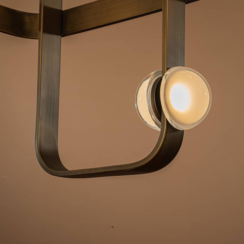 8-Light Modern Geometric Kitchen Island LED Chandelier Unique Antique Copper Dining Room Pendant