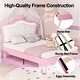 preview thumbnail 3 of 10, Full Size Upholstered Bed Frame with Adjustable Crown Headboard, Modern Princess Bed Featuring LED Lights Controlled by Remote