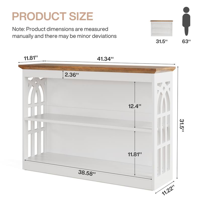 41 Inch Modern Console Table for Entryway, White Sofa Table with 3-Tier Storage - 11.81" D x 41.34" W x 31.5" H