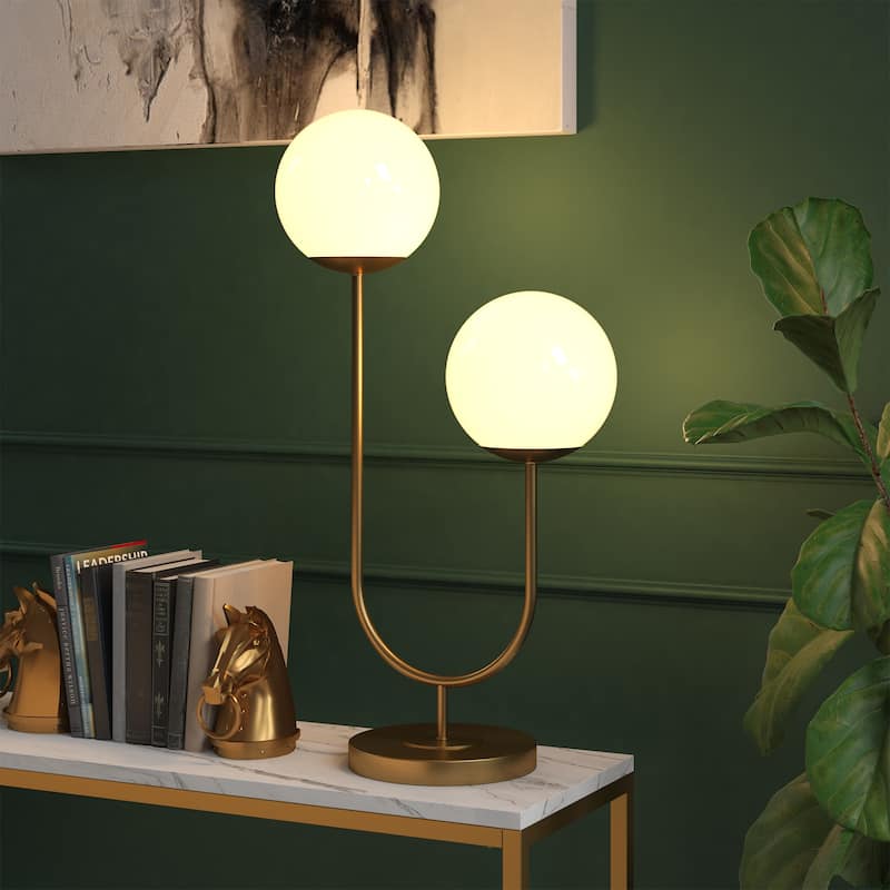 Dufrene 2-Light Table Lamp with Glass Shades - 15.38" Wide