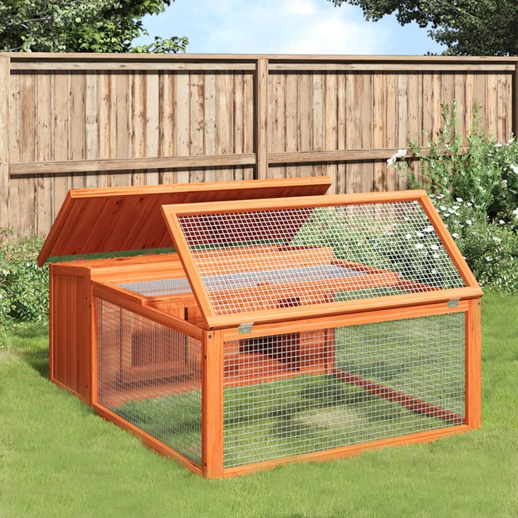 vidaXL Rabbit Hutch Brown 46.3"x38.2"x18.7" Solid Wood Pine - 46.3" x 38.2" x 18.7"