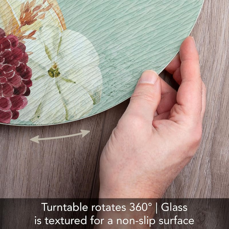 Grateful 4mm Heat Tolerant Tempered Glass Lazy Susan Turntable 13" Round Condiment Caddy Cake Plate Pizza Stand