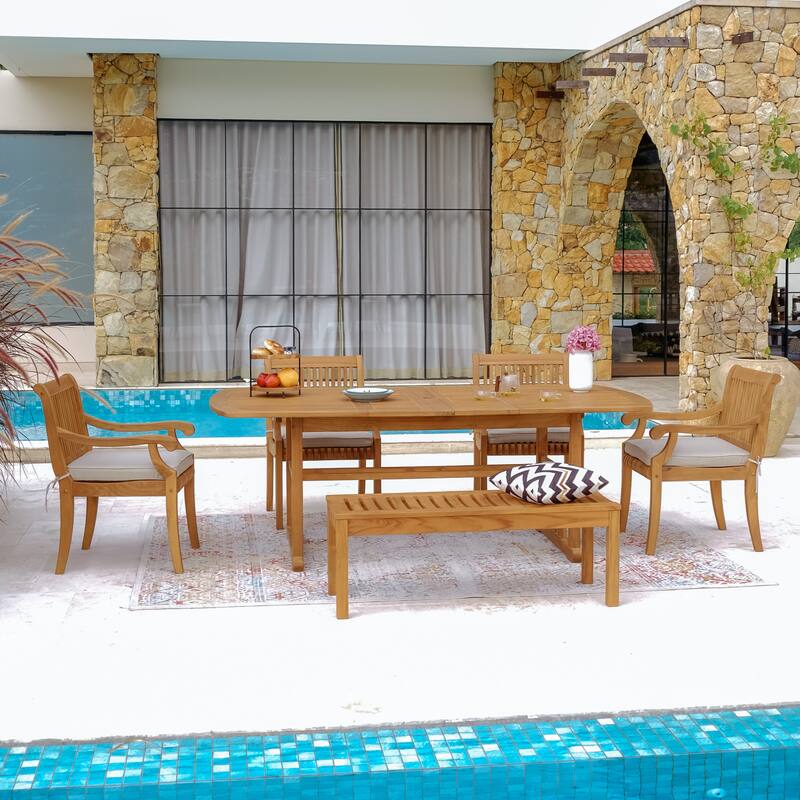 The Cambridge Casual Chara 6-Piece Teak Extendable Outdoor Dining Set
