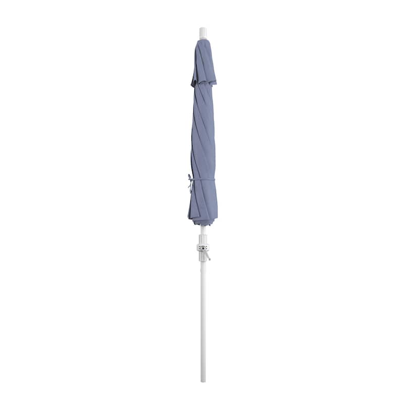 California Umbrella 9' Rd Golden State Series Patio Umbrella White Aluminum Frame Crank Lift Collar Tilt Sunbrella