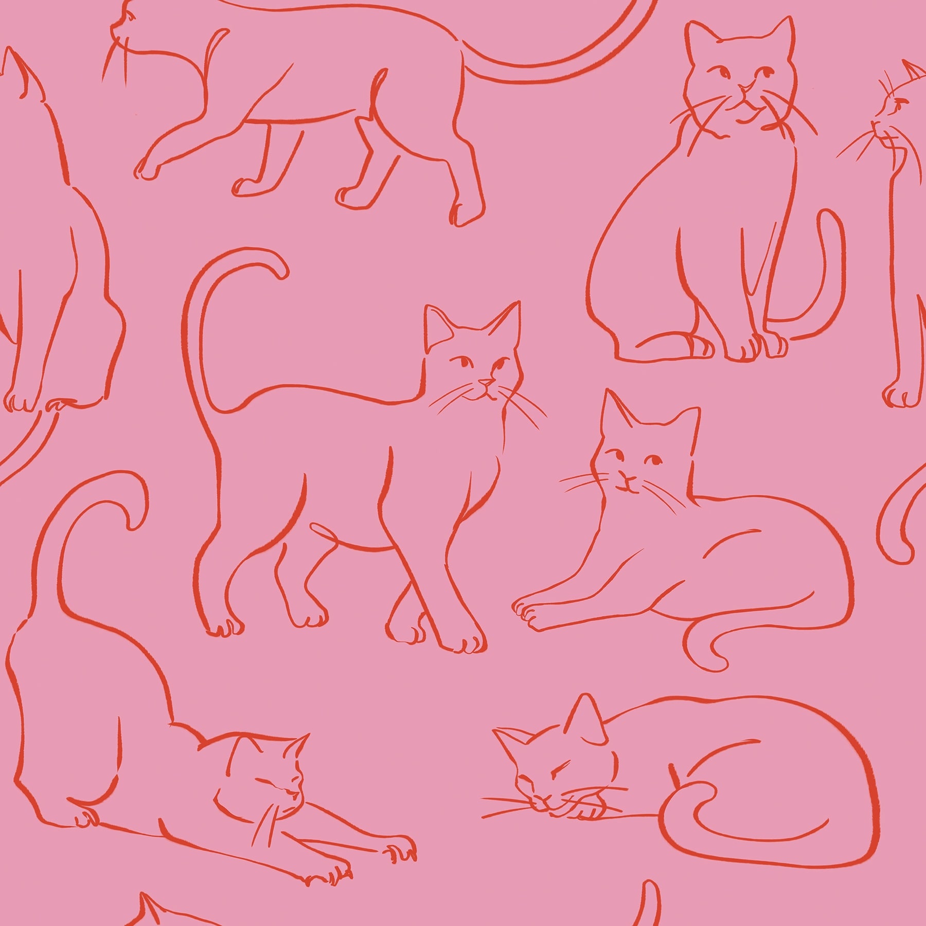 RoomMates Cat Poses Pink Peel and Stick Wallpaper