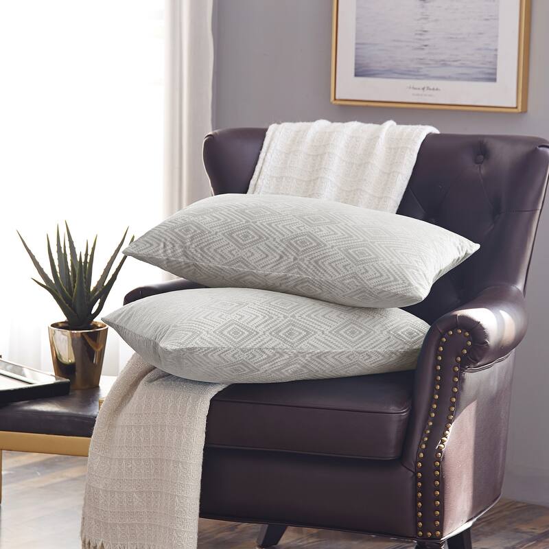 Tonopah Ikat Velvet Throw Pillow Cover Set, NO INSERT - 14" x 26" - Silver