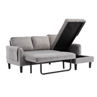 3 Seater L-Shaped Sleeper Sofa Sectional Sofa with Storage Chaise - Bed ...