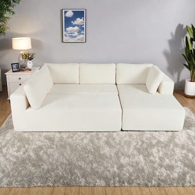 106.5" Polyester Modular Sectional Sofa with Anti-Wrinkle Chenille Fabric and Pocket Spring Cushions