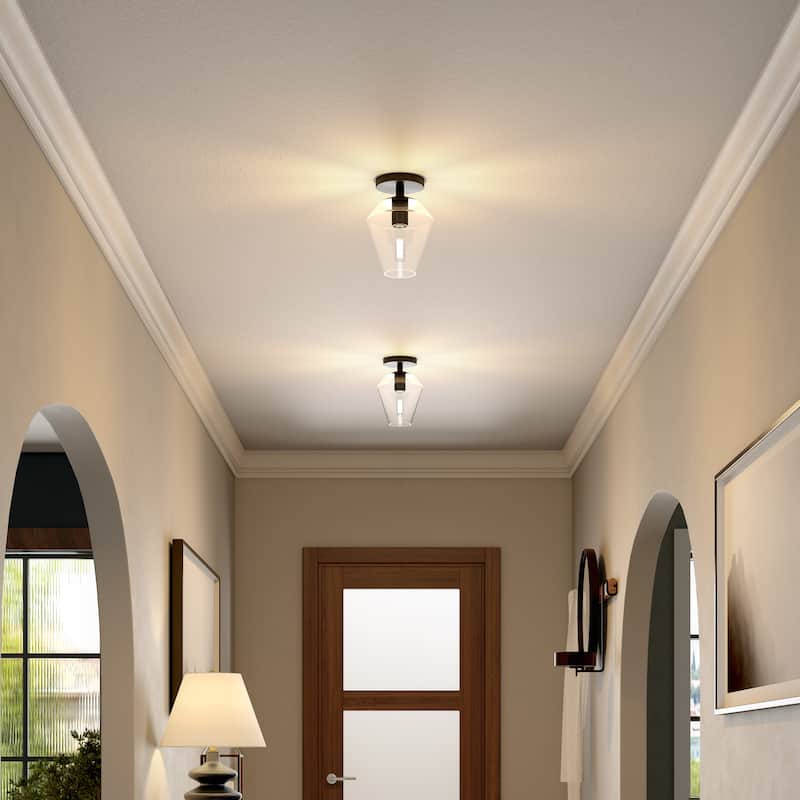 Remy 7" Wide Semi Flush Mount with Glass Shade