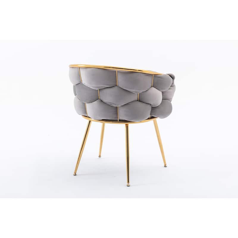 Gray Modern 28.7" Velvet Upholstered Accent Chairs with Gold - Plated Metal Legs (Set of 2)