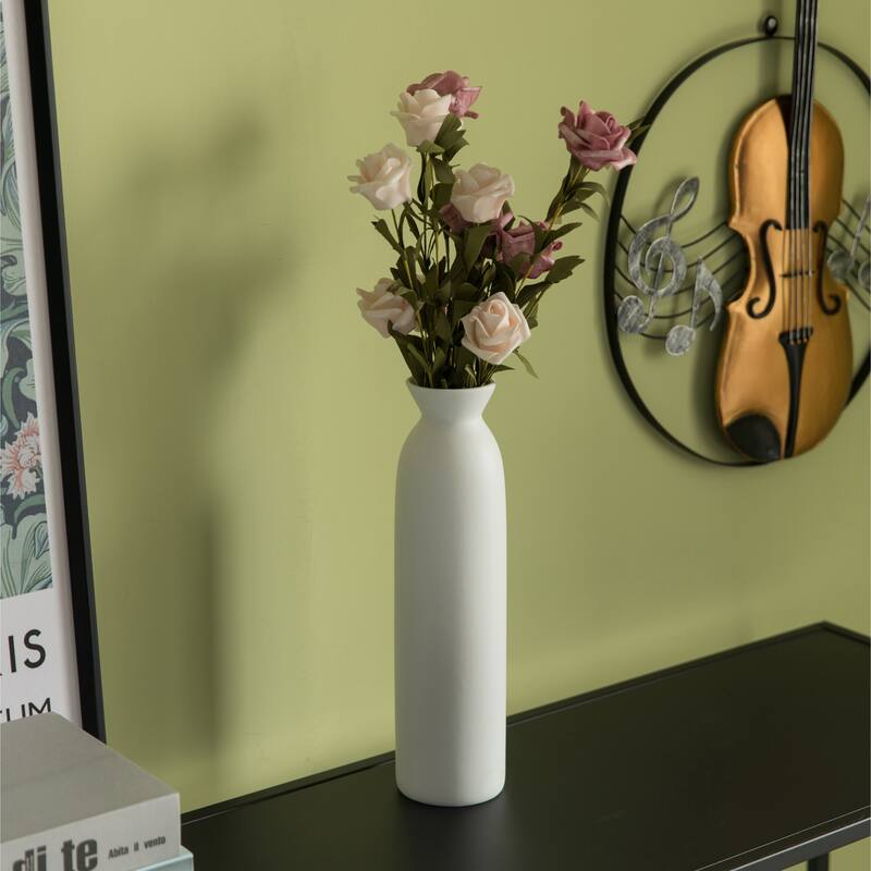 Uniquewise White Ceramic Table Flower Vase for Farmhouse and Home Decor for Bohemian Modern Minimalist and Rustic Room Styling
