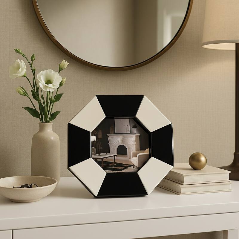 Resin Contemporary Octagon Photo Frame - Black