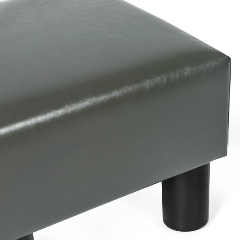 Adeco Footrest Small Square Ottoman Stool PU Leather Modern Footstool