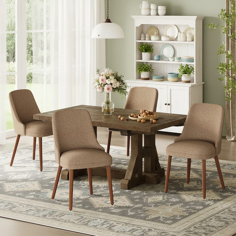 High Back Dining Chairs Upholstered Padded Kitchen Chairs Wood Legs for Restaurant Cafe