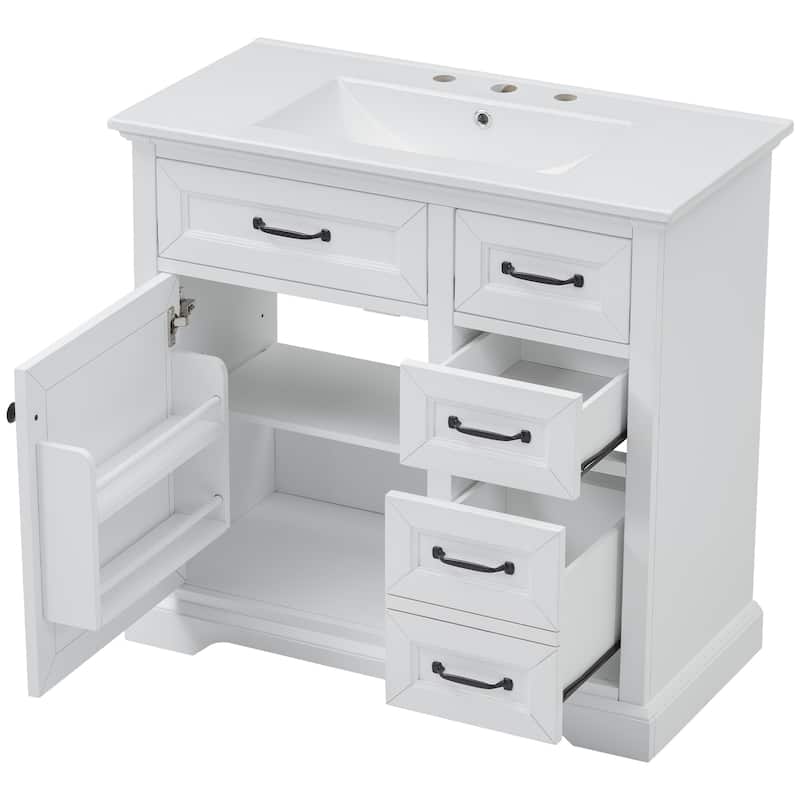 Bathroom Vanity with Sink Combination, Wooden Single Bathroom Sink Cabinet, Bathroom Cabinet with 2 Tip-Out Drawer & Door Shelf