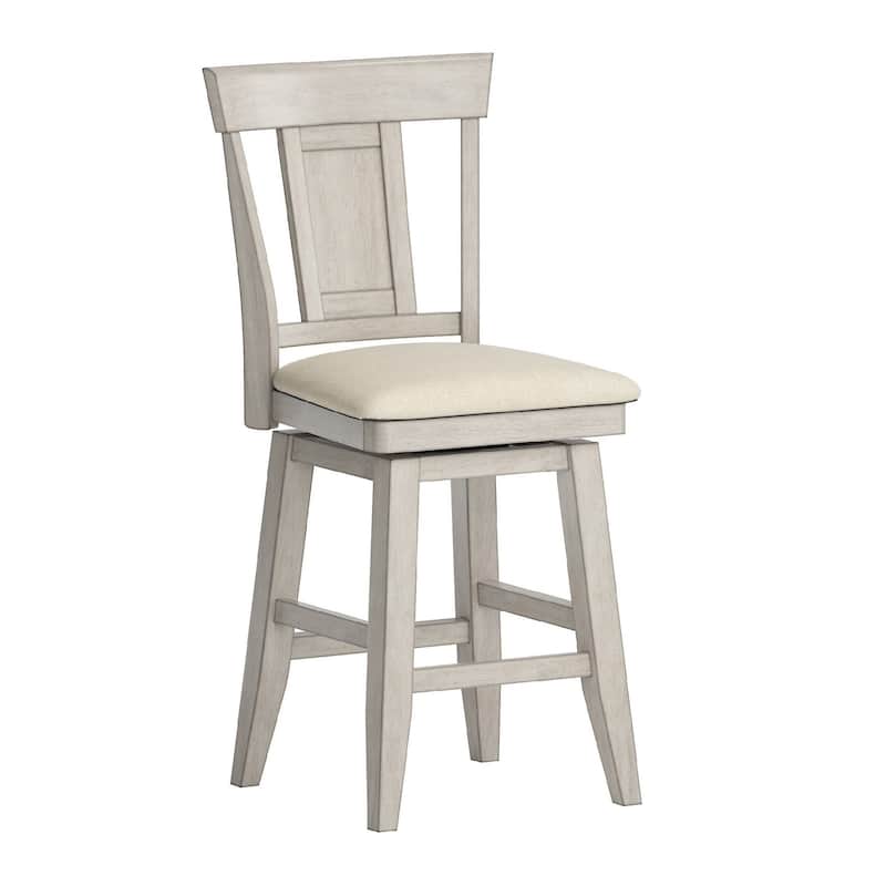 Eleanor Panel Back Wood Swivel Chair by iNSPIRE Q Classic - Counter Height - Antique White