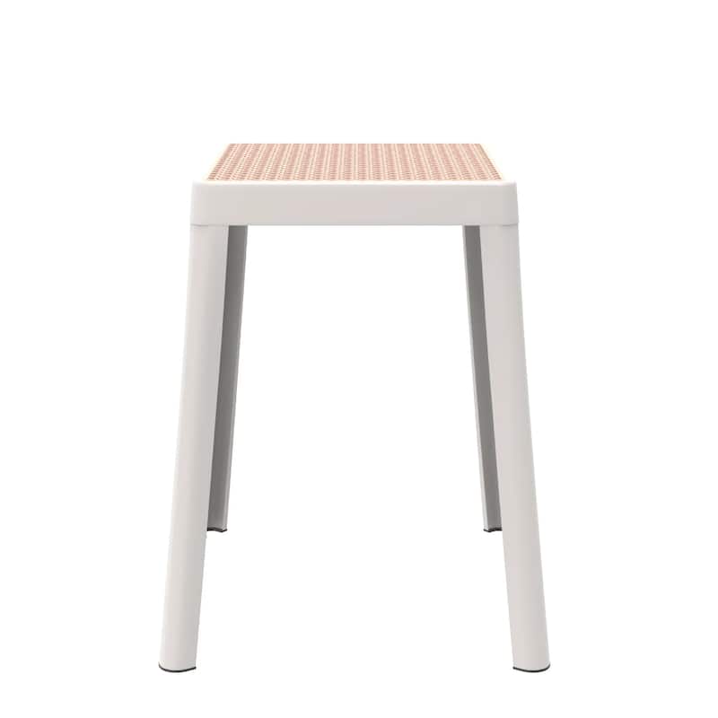 Tresse Modern Stackable Dining Stool with Wicker Seat for Dining Room, Garden, Patio, Indoor or Outdoor Set of 2