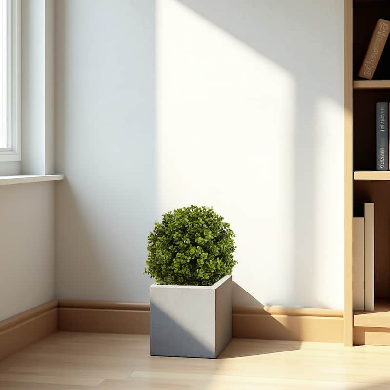 22in Boxwood Ball Shaped Artificial Topiary Shrubs Tree in Pot for Home and Garden Decoration 2pcs/set