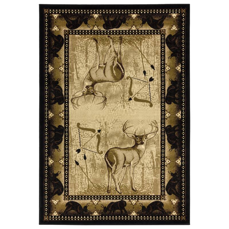 Wildlife Collection Black/Beige Area Rug - 8'1'' X 10'5''
