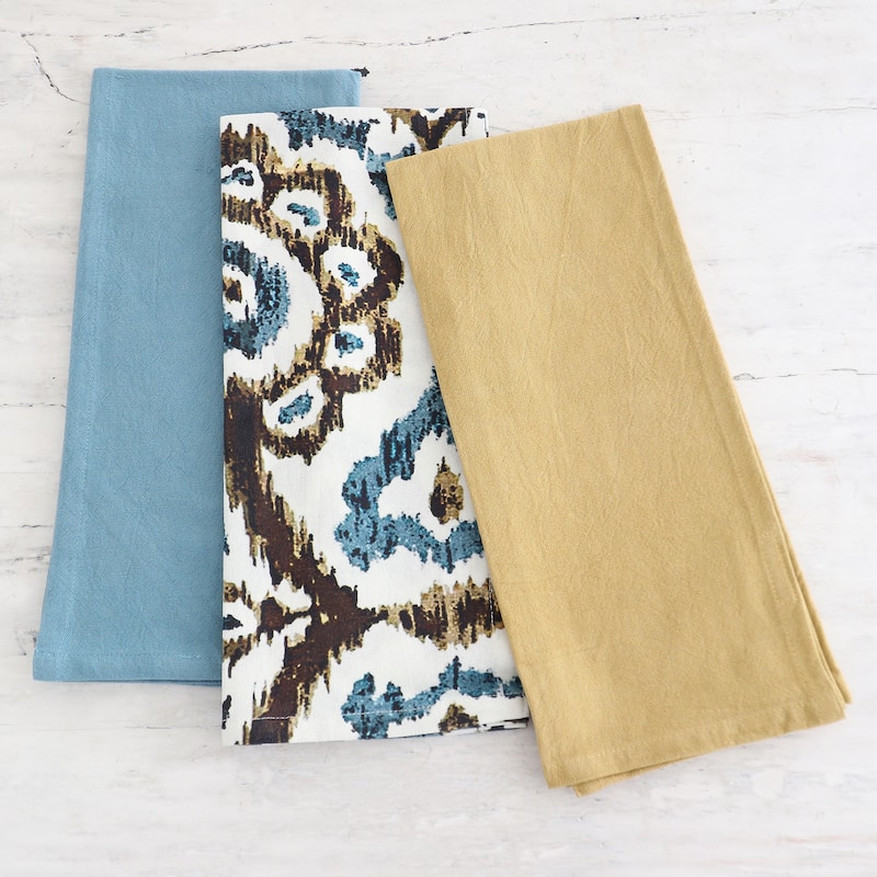 Novica Handmade Ikat Caresses Cotton Dish Towels (Set Of 3)