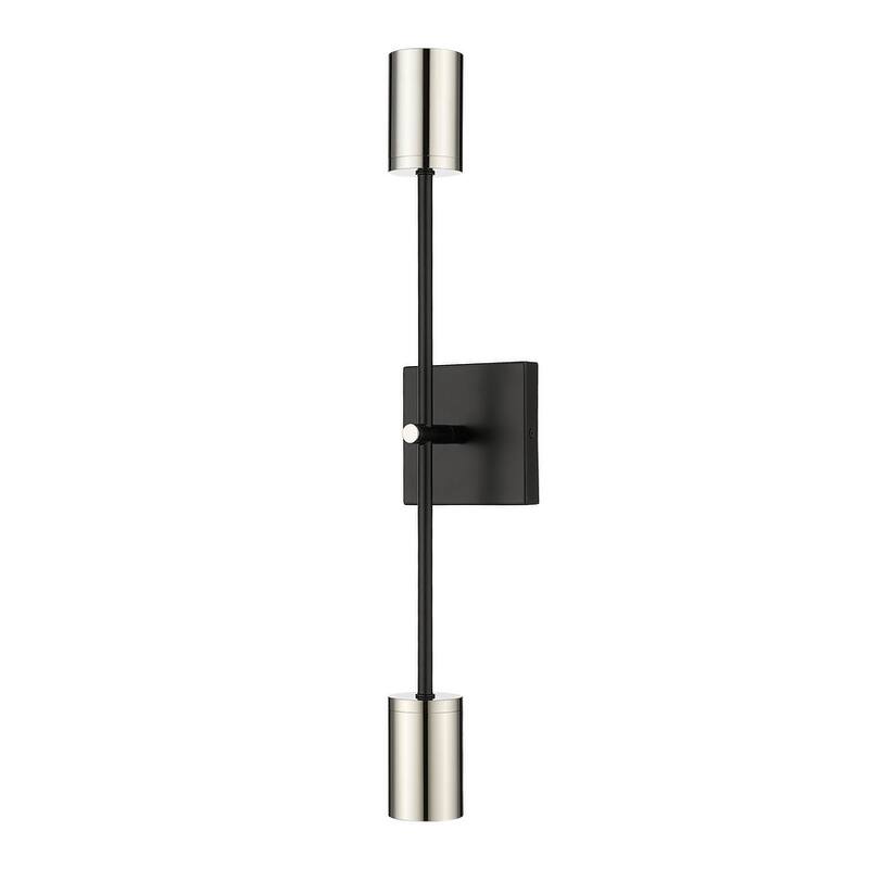 Z-Lite Calumet 2 Light 24" Tall Wall Sconce - Mate Black / Polished Nickel