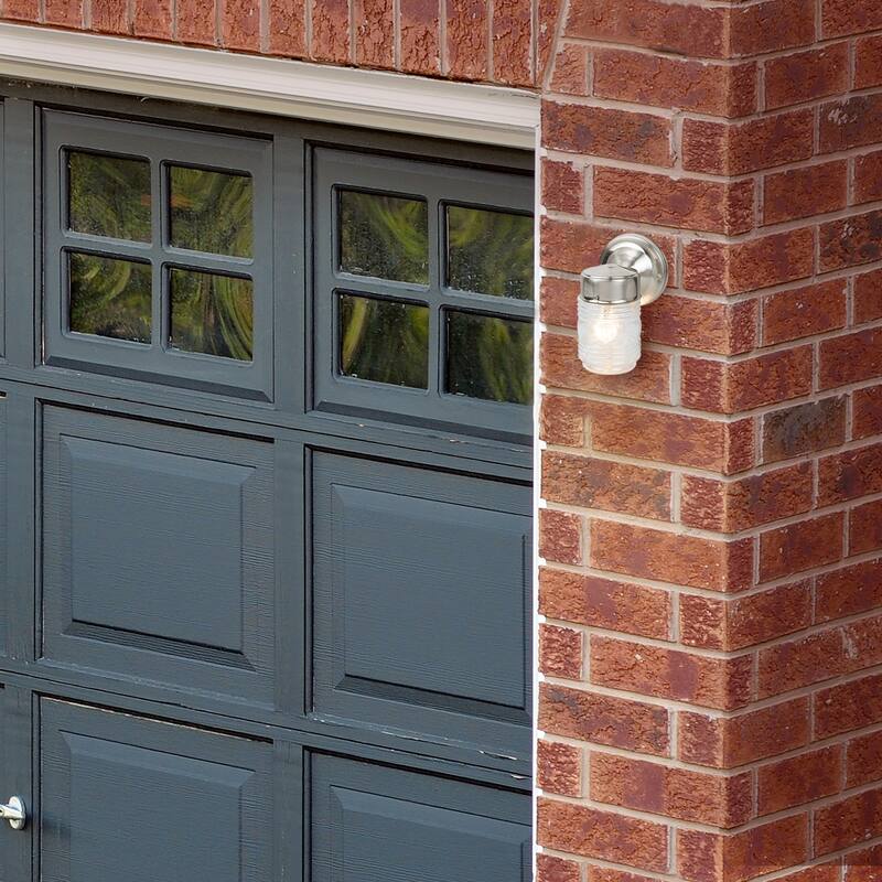 507806 Jelly Jar Classic 1-Light Indoor/Outdoor Wall Light - Satin Nickel - Satin Nickel