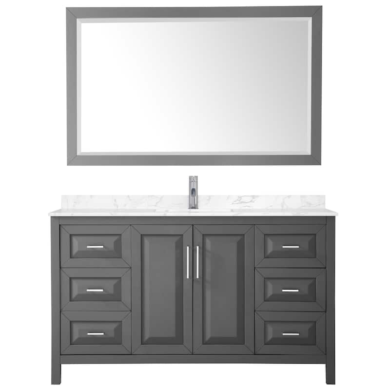 Daria 60 Inch Single Vanity, Cultured Marble Top, 58 Inch Mirror