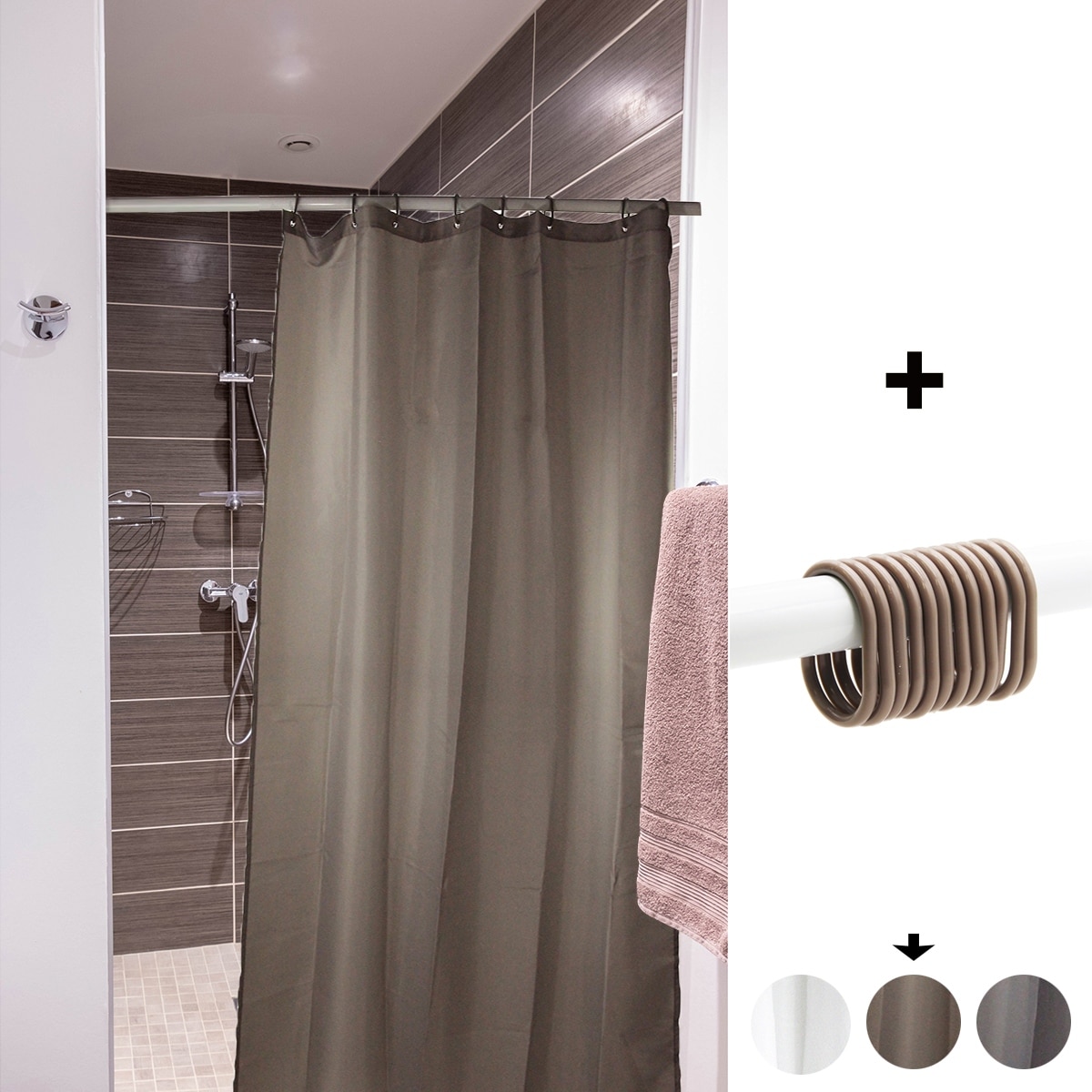 Small Stall Shower Curtain Narrow Size 48w X 72h Inch 8 Matching Rings Grey Overstock 30077094