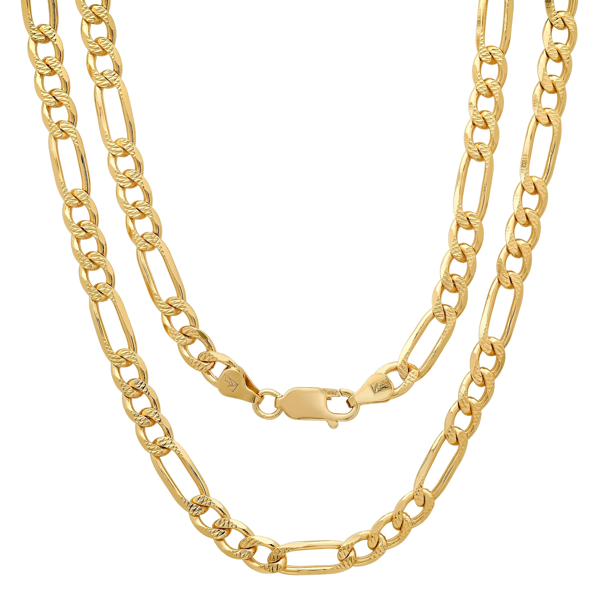 Roberto Martinez Gold Plated Silver Figaro Pave Chain 6mm