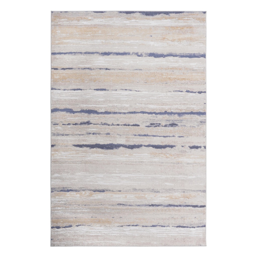 LOOM & LUXE Collection Cream/Ivory/Bordered Non-Shedding Area Rug - 36" D x 24" W x 0.35" H